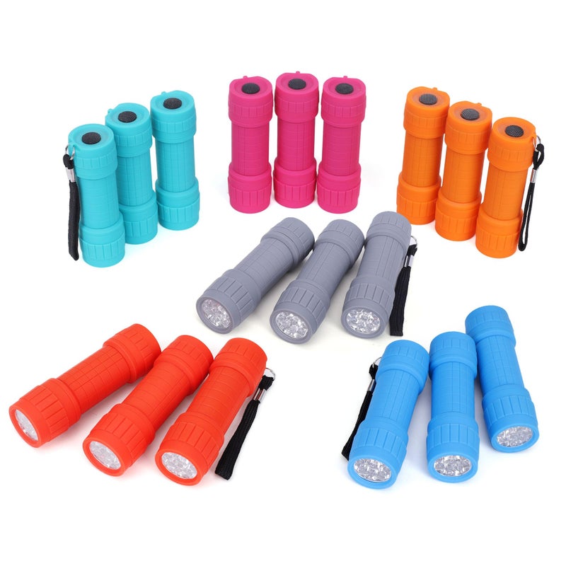 FASTPRO 18-Pack, 9-LED Mini Flashlight Set, AAA Batteries are Included and Pre-Installed, Perfect for Class Teaching, Camping, Wedding Favor - Image 1